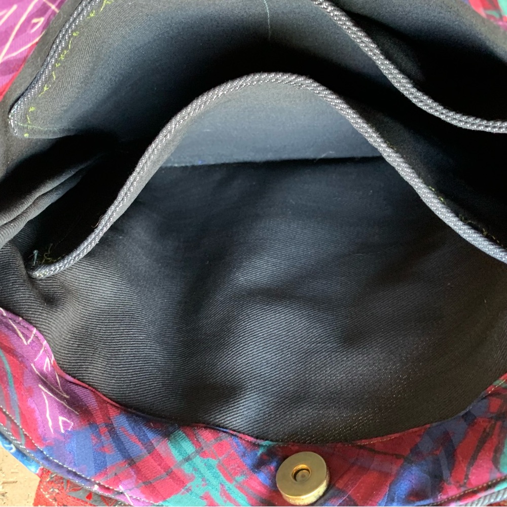A Katie Bag by Katie Loper Fabric Patch Work Purse with Contrasting  Stitch - Picture 15 of 16